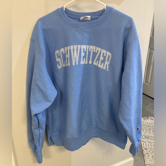Champion Reverse Weave Schweitzer baby blue Pullover Sweater Size